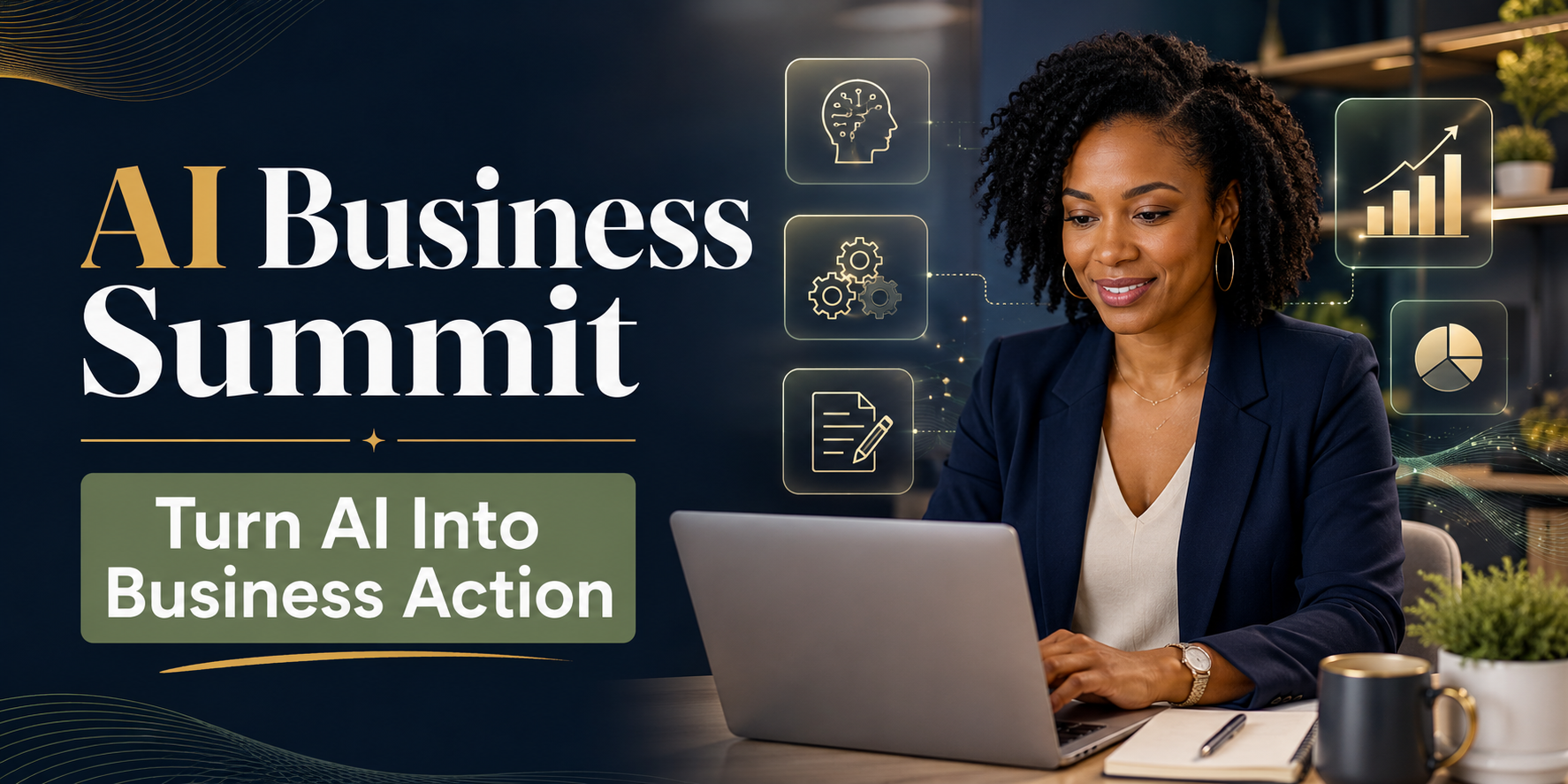 Black woman entrepreneur using AI tools for business strategy, content creation, automation, and growth.
